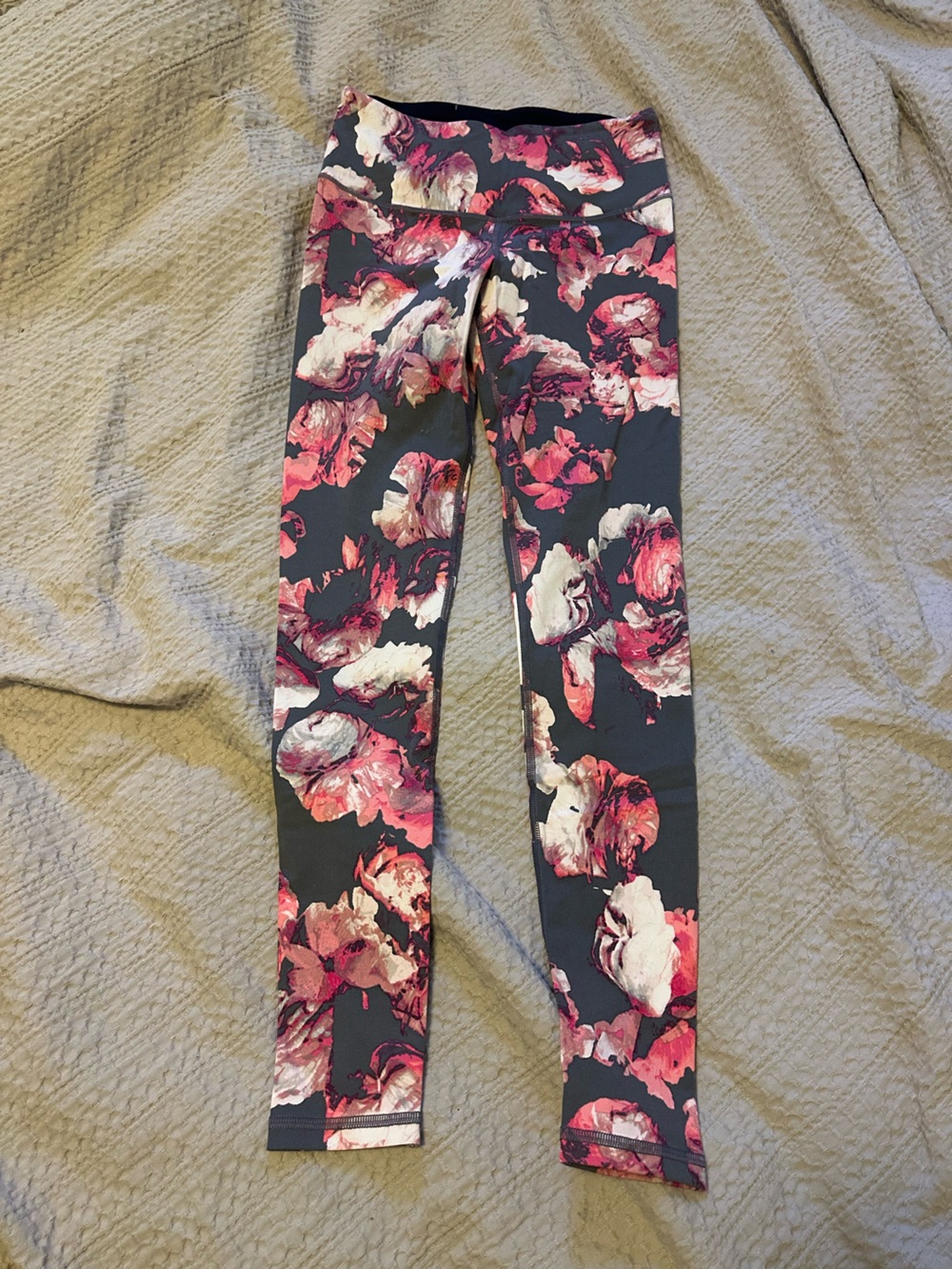2pair Victoria's Secret Sport Floral & Black with rose gold lettering Leggings